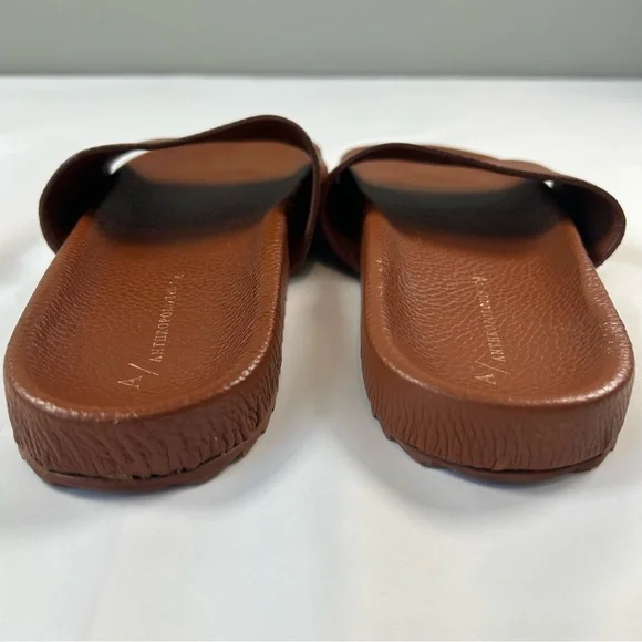 Anthropologie Pebbled Brown Leather Kimbra Slide Sandals Women's Size 11 - Picture 4 of 9